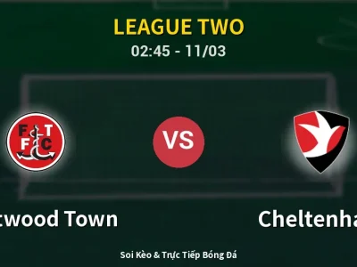 Kết Quả: Fleetwood Town 2-2 Cheltenham – Highlight & Bàn Thắng | League Two