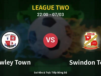 Soi Kèo Crawley Town vs Swindon Town – 22:00 07/03 | Nhận Định, Dự Đoán Tỷ Số