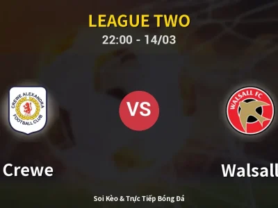 Soi Kèo Crewe vs Walsall – 22:00 14/03 | Nhận Định, Dự Đoán Tỷ Số