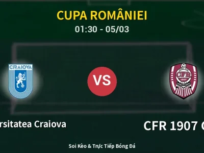 Kết Quả: Universitatea Craiova 3-1 CFR 1907 Cluj – Highlight & Bàn Thắng | Cupa României