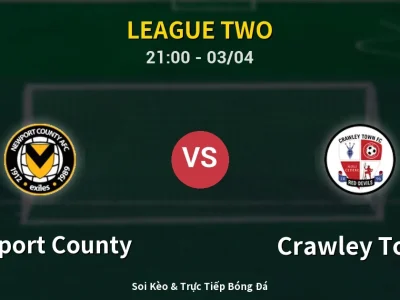 🔴 Trực Tiếp: Newport County 0-2 Crawley Town – Link Xem League Two (Full HD)